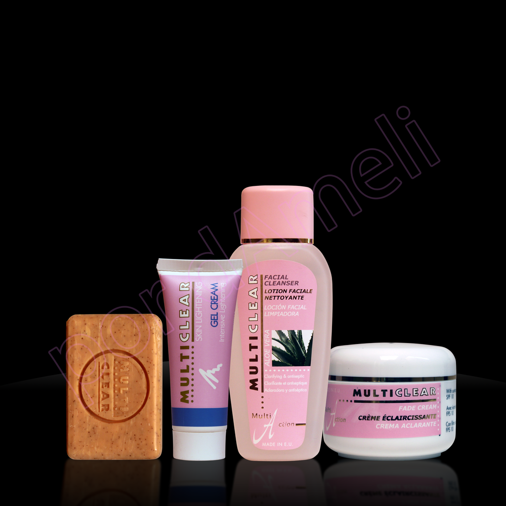 El Kit Facial 2 está especialmente indicado para manchas oscuras en la piel, en la cara y en otras áreas como manchas en el cuello, en las axilas. Declare su piel: libre de manchas!